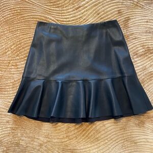 Rebecca Minkoff Black Faux Leather Flounce Mini Skirt